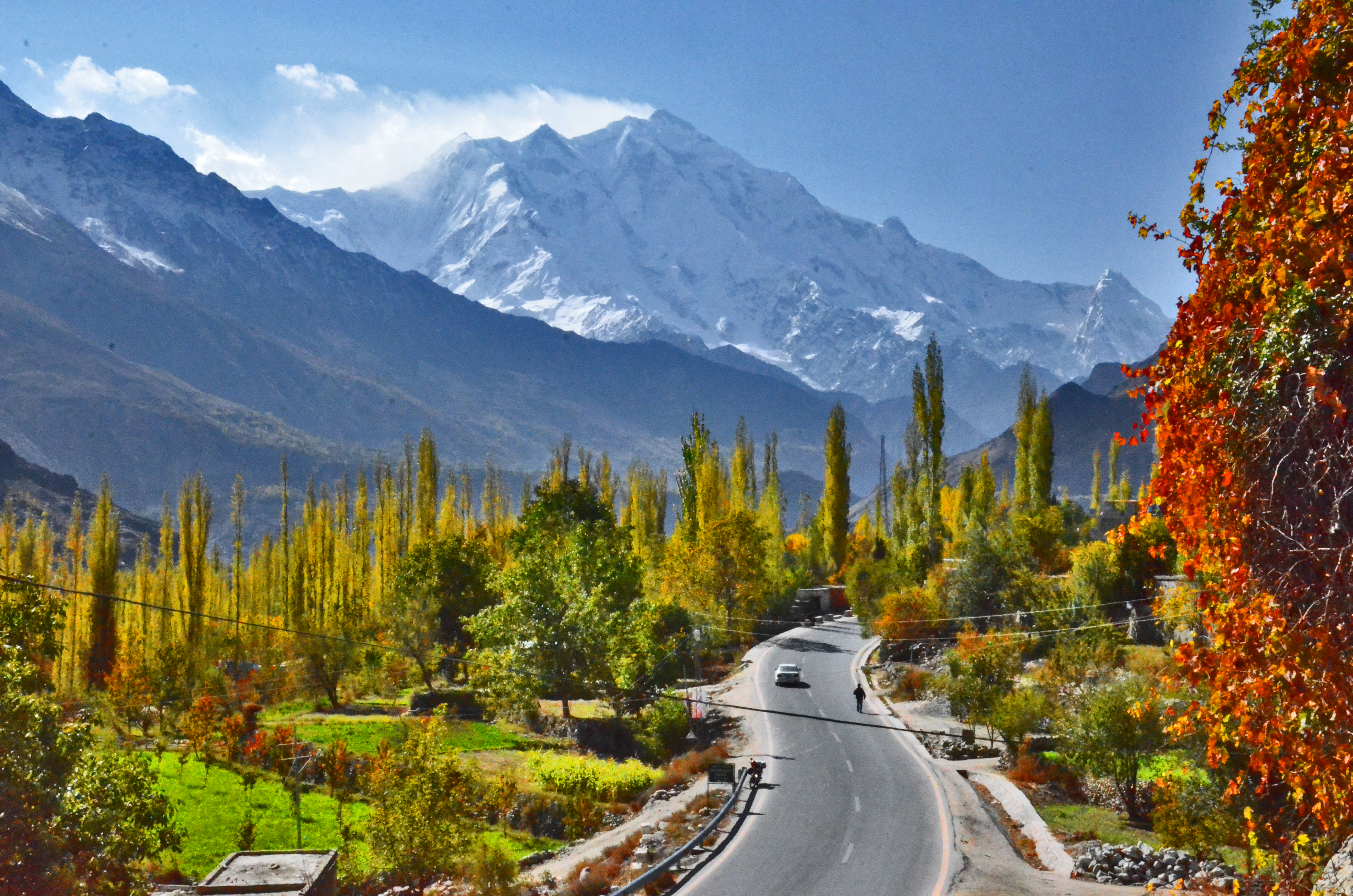 Hunza Valley with mountains and river in Gilgit-Baltistan, Pakistan